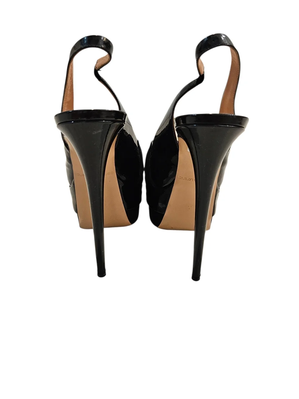 Gianmarco Lorenzi Black Ultra high platform Y2K Slingback Stillettos Size 39